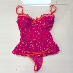 Victoria’s Secret vintage bustier cami top corset style fairy pink floral y2k